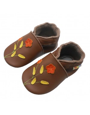 Yalion® Baby genuine leather Shoes Soft Soles Red Flowers