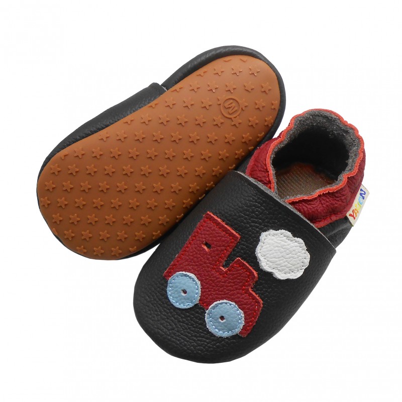 Yalion® genuine leather Baby Shoes Soft Soles Leather Sneaker Red Train