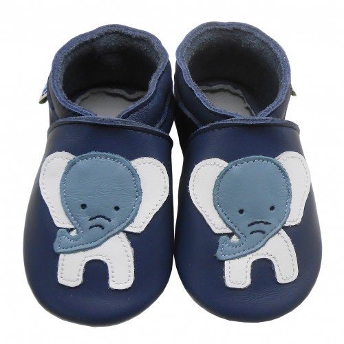 Yalion® Baby genuine leather Shoes Soft Soles Blue Elephant