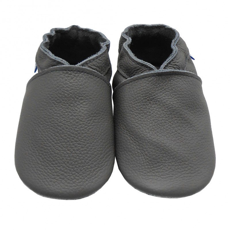 Yalion® genuine leather Baby Shoes Soft Soles Pure Dark Grey