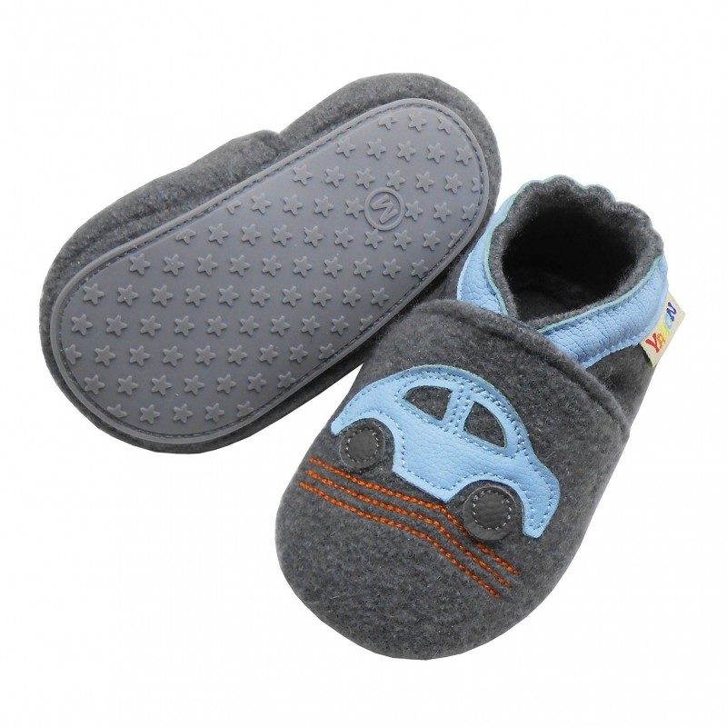 Yalion® Children's felt slippers made of sheep's wool and leather