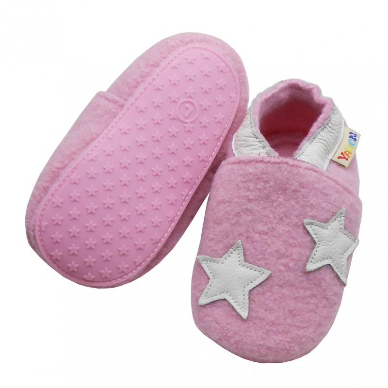 Yalion® Children's felt slippers made of sheep's wool and leather