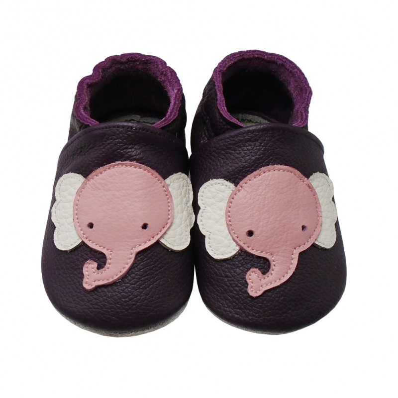 Yalion® genuine leather Baby Shoes Soft Soles Elephant Purple